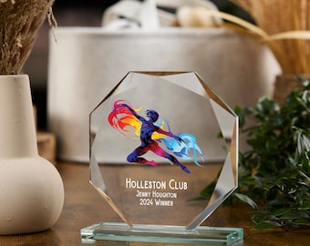 Large Jade Glass Personalised 15cm Colour Gymnastics Trophy Award