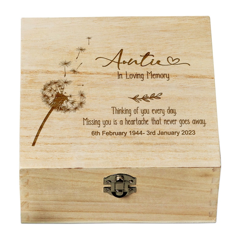 Personalised Auntie in Loving Memory Remembrance Keepsake Box With ...