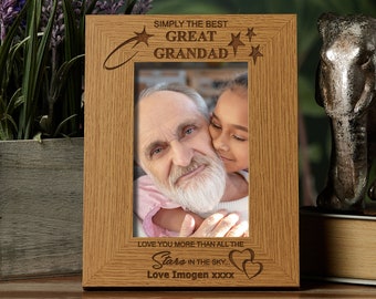 Personalised Best Great Grandad Oak Wood Finish Photo Frame