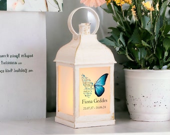 Personalised In Loving Memory Butterfly Lantern Light Gift