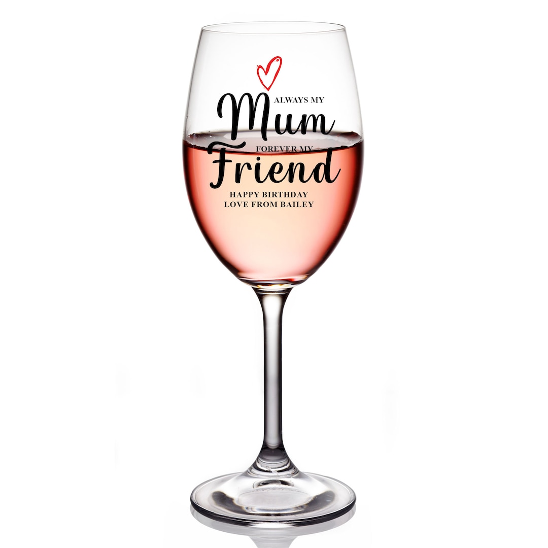 Personalised Mum Wine Glass Gift for Her With Love Heart Any Occasion