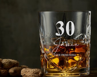 Engraved Personalised 30th Birthday Crystal Cut Whiskey Glass