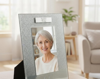 Personalisierter 60.Geburtstag Fotorahmen Silber Glitter Geschenk