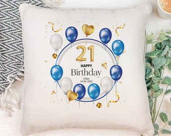 Personalised 21st Birthday Gift Cushion Present Design