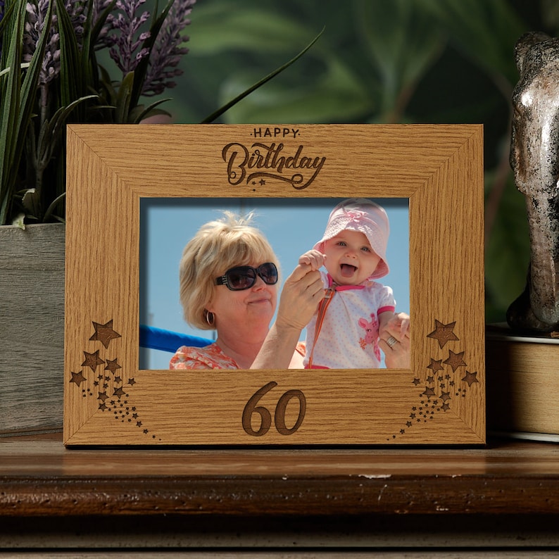 Happy 60th Birthday Wooden Photo Frame Gift - Etsy UK