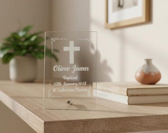 Personalised Baptism Gift Keepsake Glass Plaque Gift
