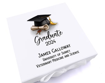 Personalised Graduation Box Keepsake Memories Gift With Hat and