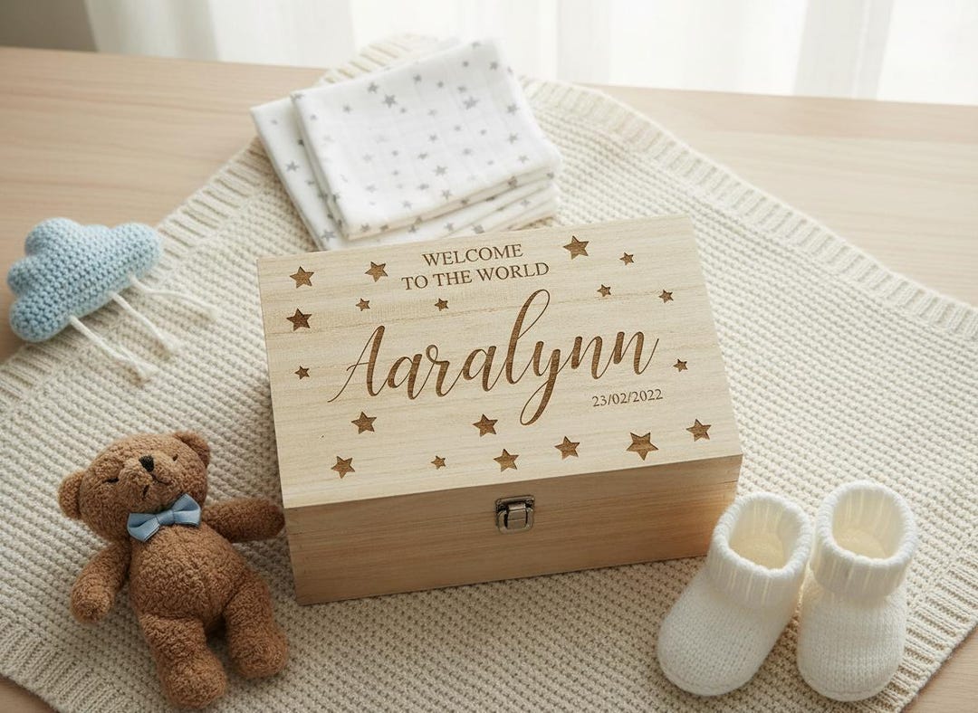 Personalised Large Baby Memories Engraved Keepsake Box Welcome to the ...