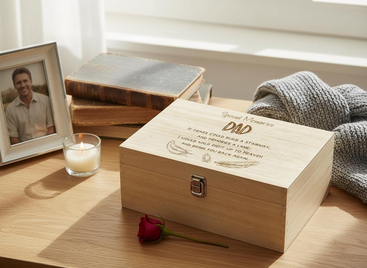 Dad Remembrance Large Engraved Wooden Memory Keepsake Box Gift - Etsy