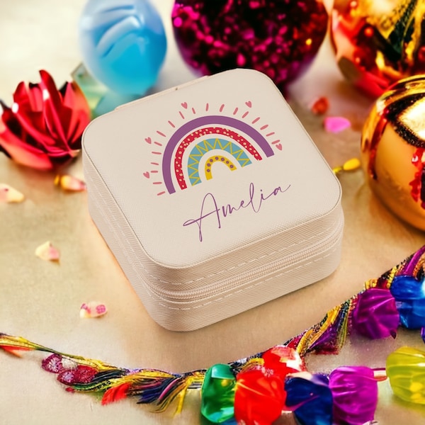 Personalised Any Name Rainbow Jewellery Box Gift For Kids