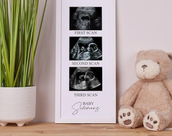 Personalised Baby Scan Photo Frame With Multi aperture Three Photos