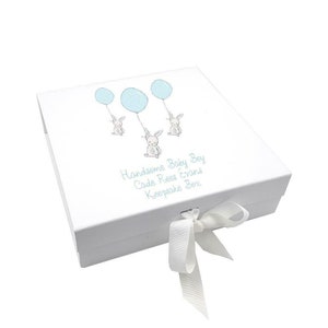 Personalised Baby Boy Rabbits Keepsake Box Design