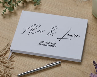 Personalised Modern Wedding Lined Guest Book Printed 80 Pages