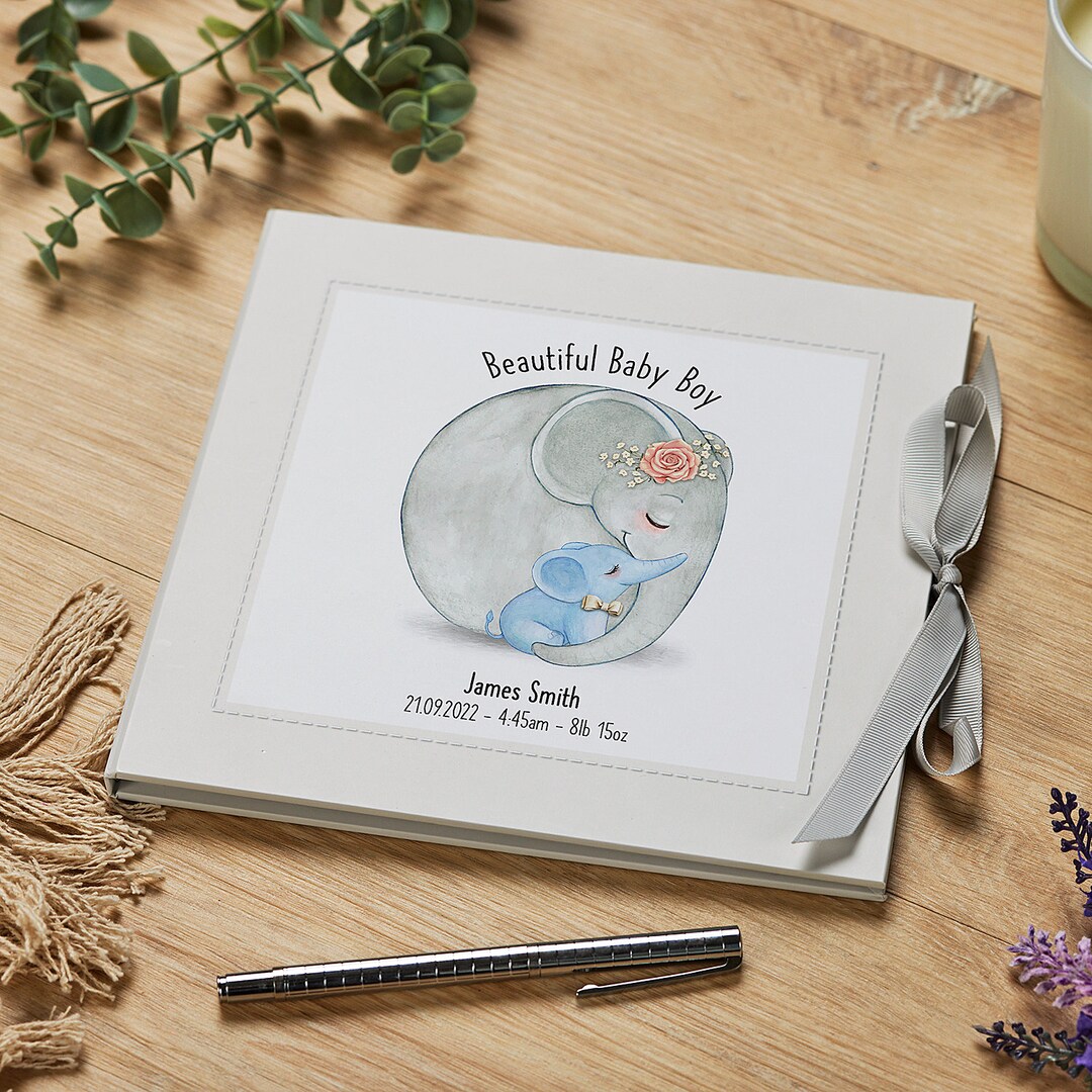 Personalised Beautiful Baby Boy Memory Record Memory Book With