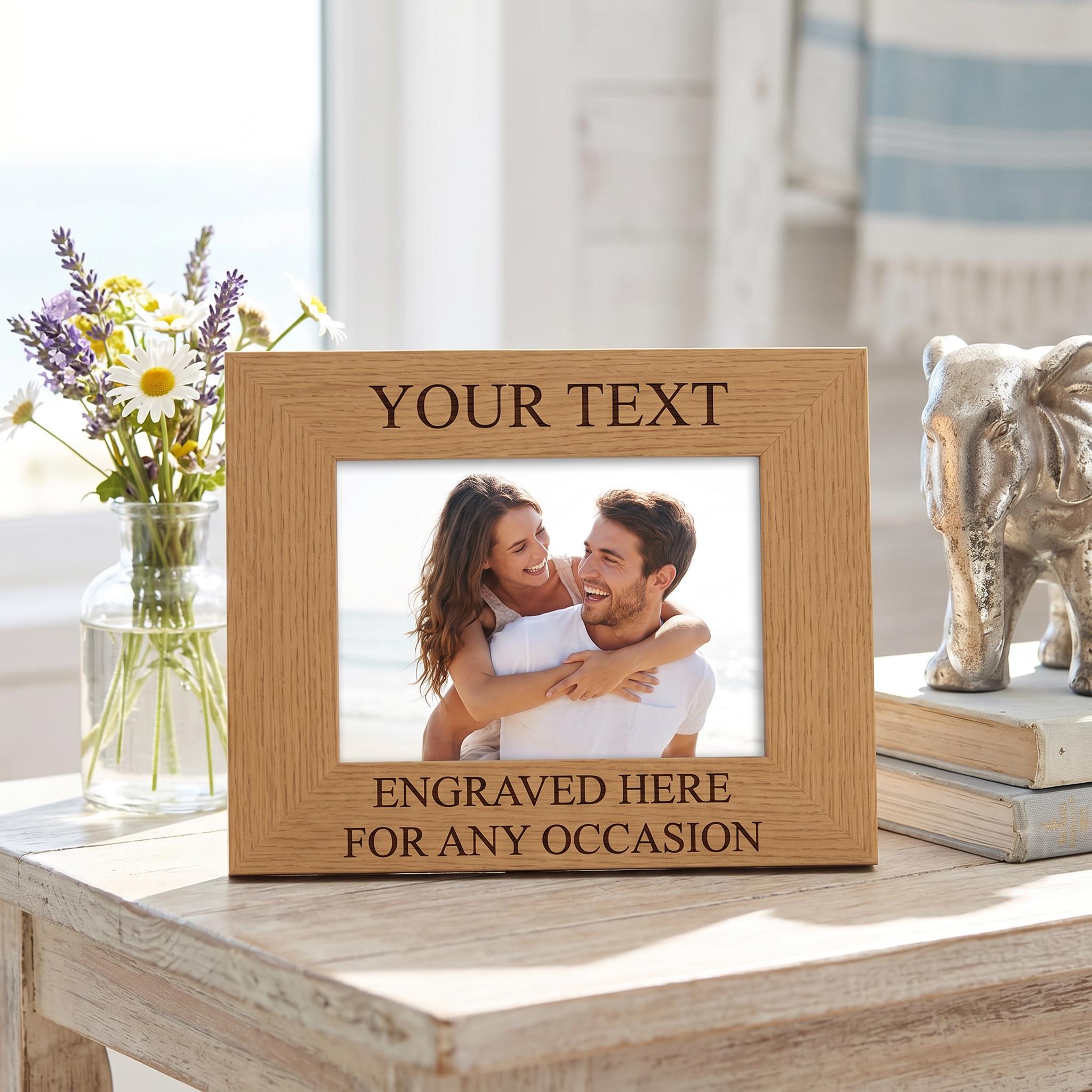 Personalised Wooden Photo Frame: Custom Engraved With Any Text - Etsy UK