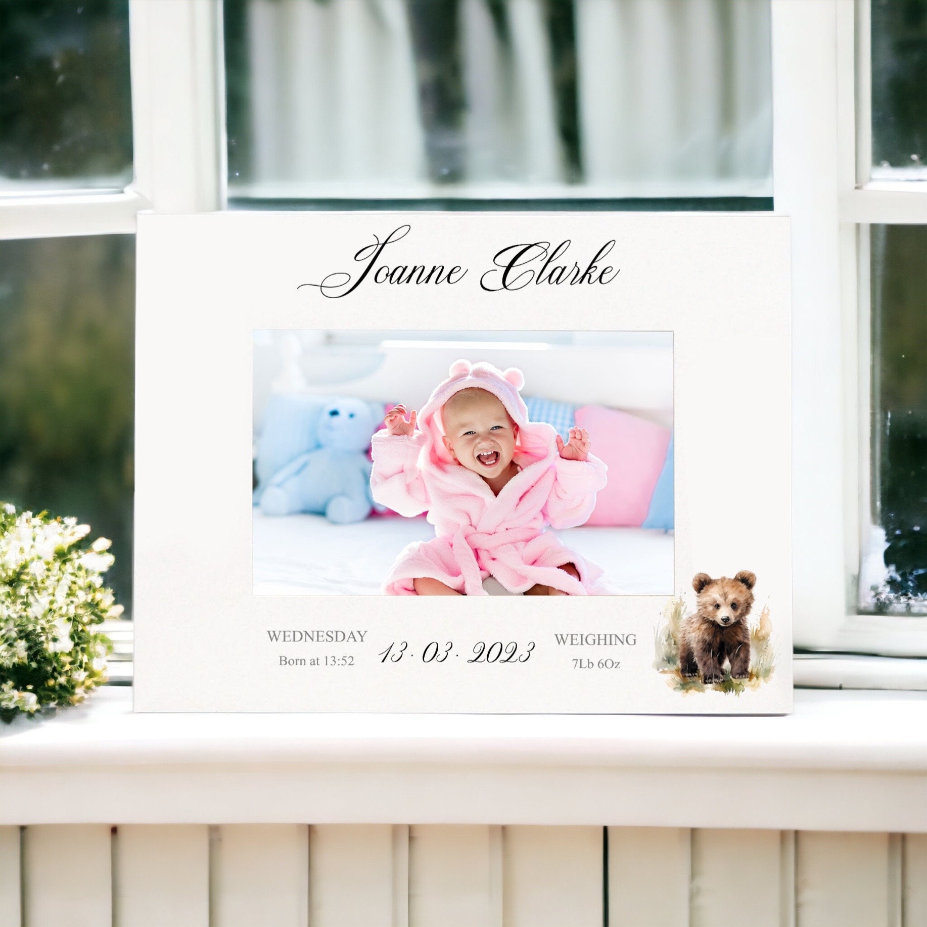 Personalised Baby Boy or Girl Photo Frame Gift With Woodland Bear - Etsy