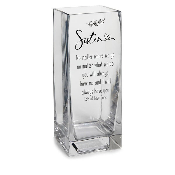 Personalised Square Sister Glass Flower Vase Gift Present