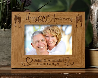 Personalised 60th Wedding Anniversary Wooden Photo Frame Gift