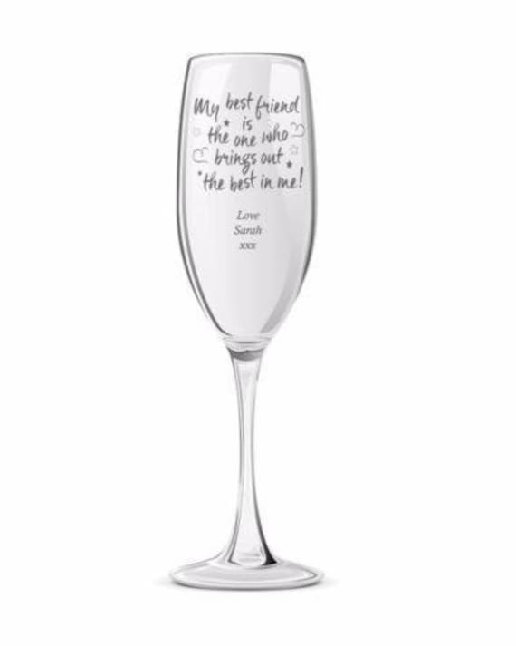 Personalised Champagne Flute - Engraved Champagne Glass - Best Friend Gift  for Women - Personalised Etched Glass - Prosecco Gifts for Women