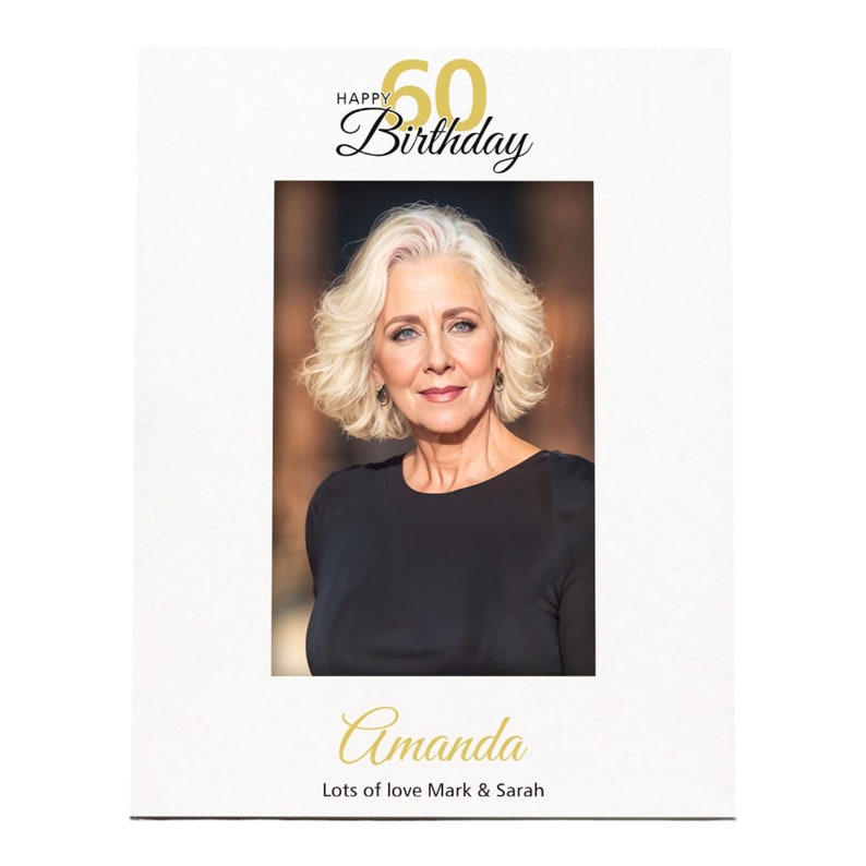 Personalised 60th Birthday Photo Frame Portrait With Name and Sentiment ...
