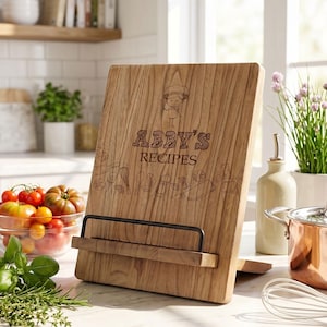 Personalised Any Name Female Recipe Book Or Tablet Stand For Kitchen Gift