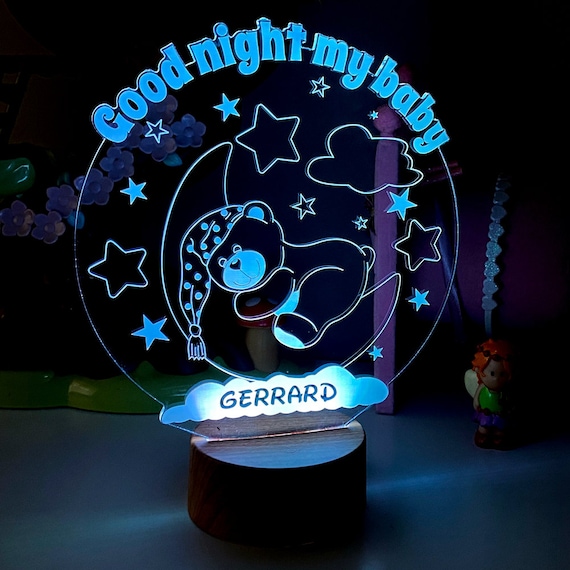 Personalizada buenas noches teddy on Moon lámpara de regalo personalizadas Personalizada buenas noches teddy on Moon lámpara de regalo