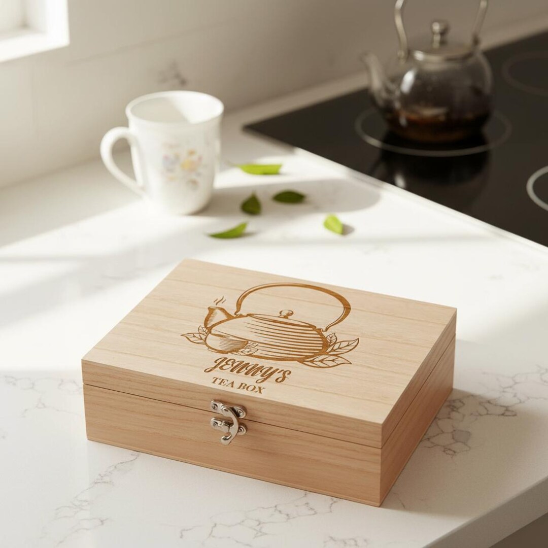 Personalised Tea Box Any Name Engraved With Old Fashion Pot - Etsy