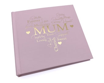 Mum Gift Pink Heart Photo Album With Gold Script