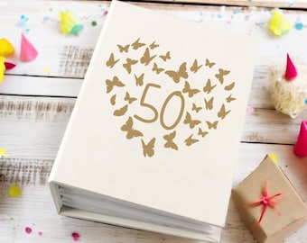 50th Birthday Gift for Her or Him With Butterflies Photo Album