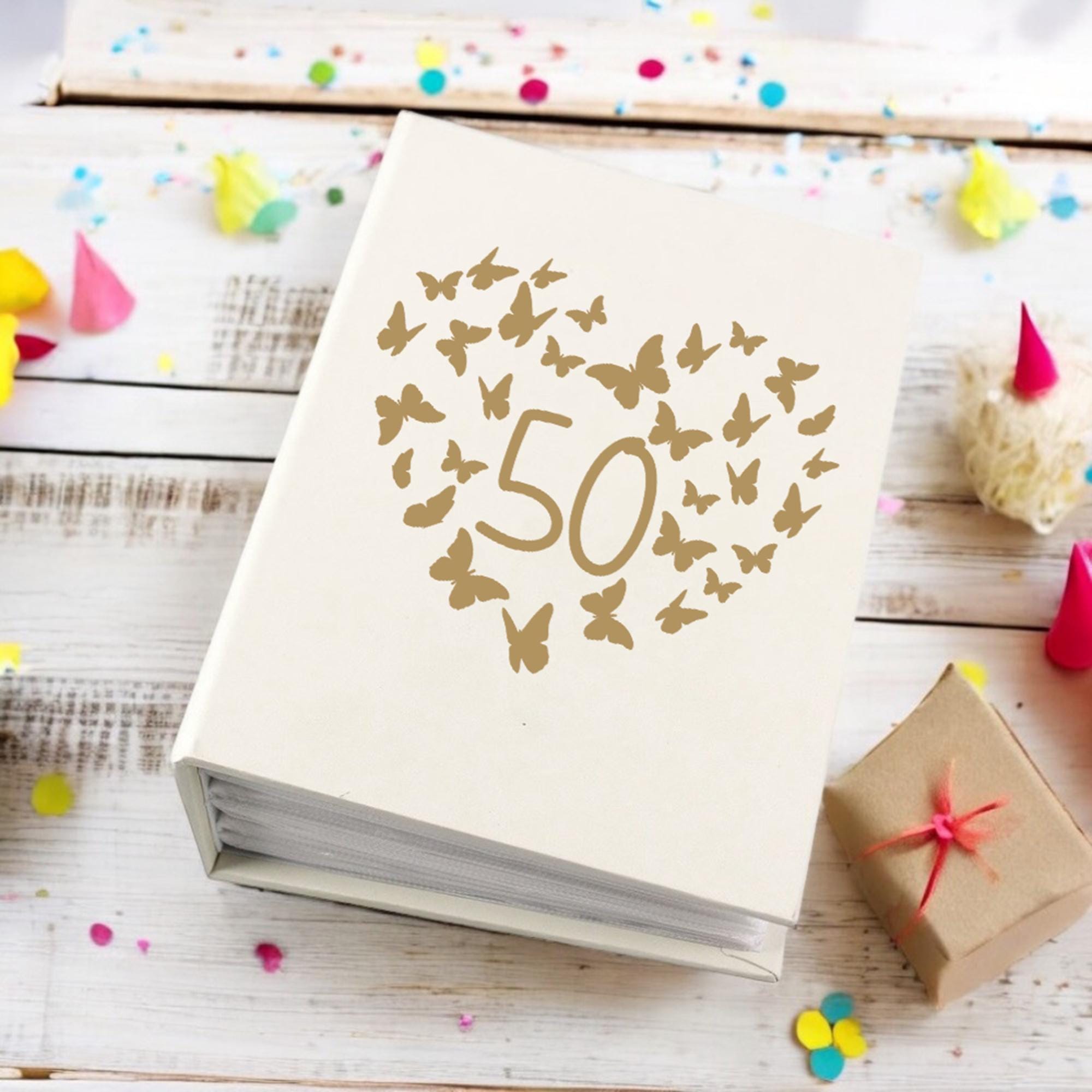 50th Birthday Gift for Her or Him With Butterflies Photo Album