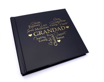 Grandad Black Photo Album Gift With Gold Script