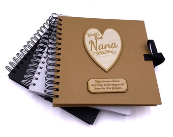 Personalised Best Nana Scrapbook Photo album Wooden Engraving Various Colours