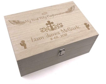 Confirmation Gift Boy's Personalised Large wooden Keepsake Box Gift