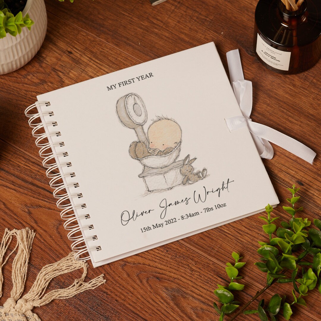 Birth Note Book Personalised Baby Birth Record Book My First Year With Scale - Etsy