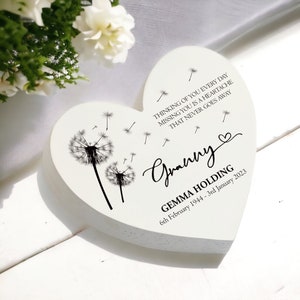 Personalised Granny Memorial Graveside Heart Remembrance Plaque Ornament Indoor or Outdoor