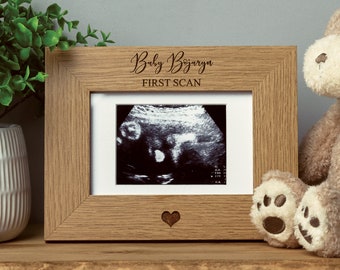 Personalised Baby First Scan Engraved Wooden Photo Frame