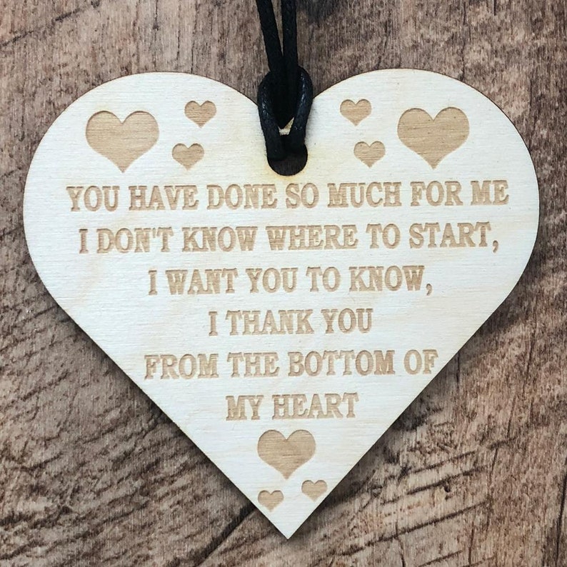 Thank You From The Bottom Of My Heart Wooden Plaque T Etsy Uk