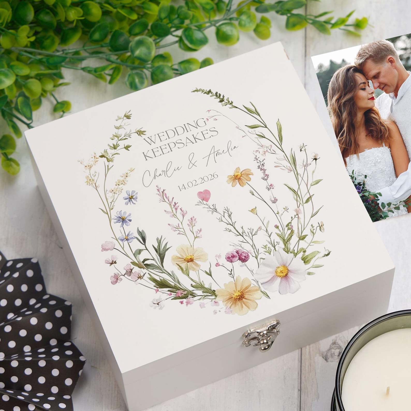 Personalised Couple Wedding Keepsake Box Delicate Floral Design - Etsy UK