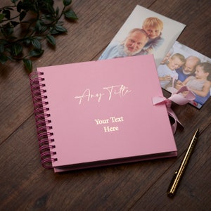 Personalised Any Name and Text Pink Scrapbook Photo album Gold Print