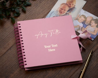 Personalised Any Name and Text Pink Scrapbook Photo album Gold Print