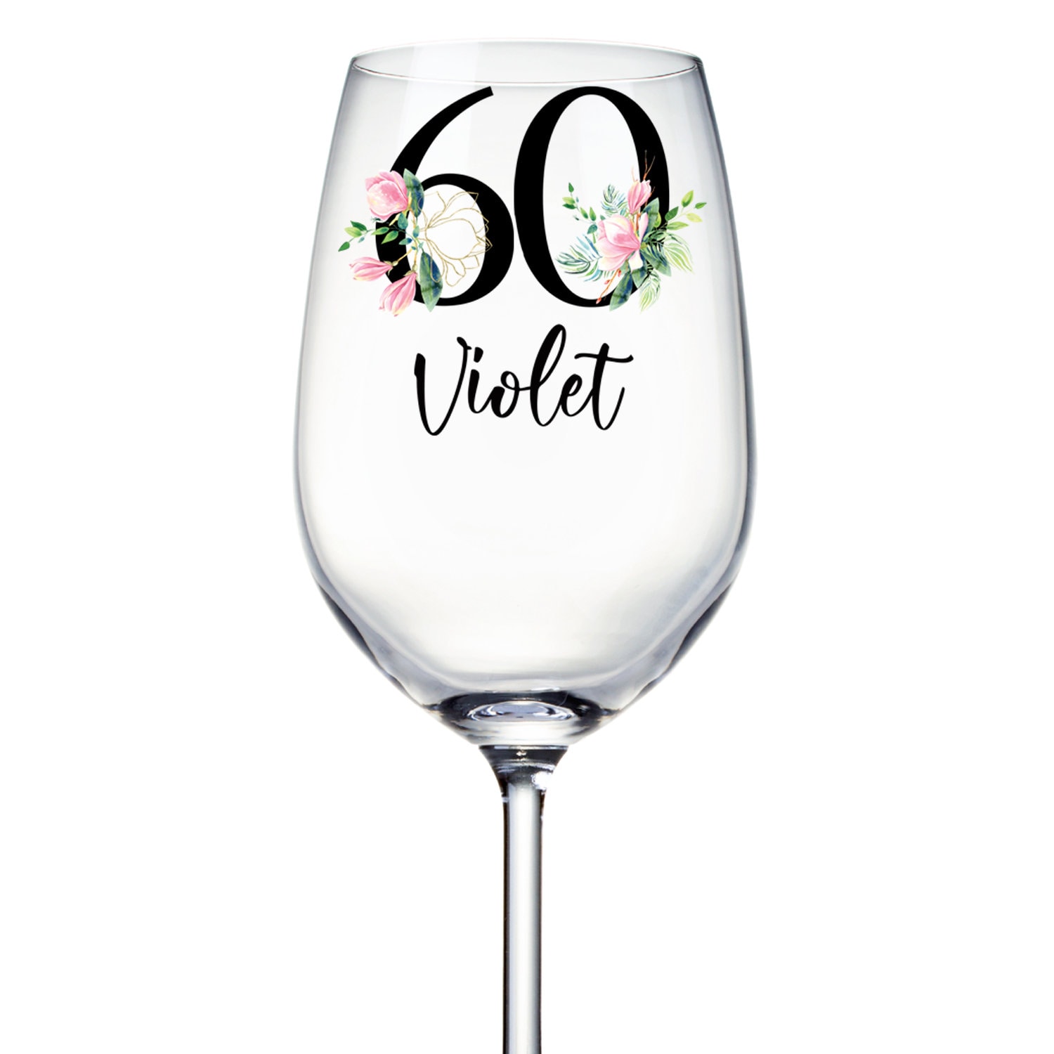Painted Wine Glasses, Birthday Present, Fancy Wine Glasses, 60th