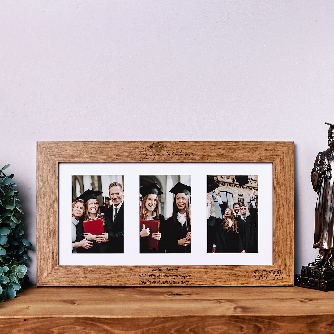 Triple Frame Graduation Personalised Graduation Keepsake Wooden Triple Photo Frame Engraved - Etsy