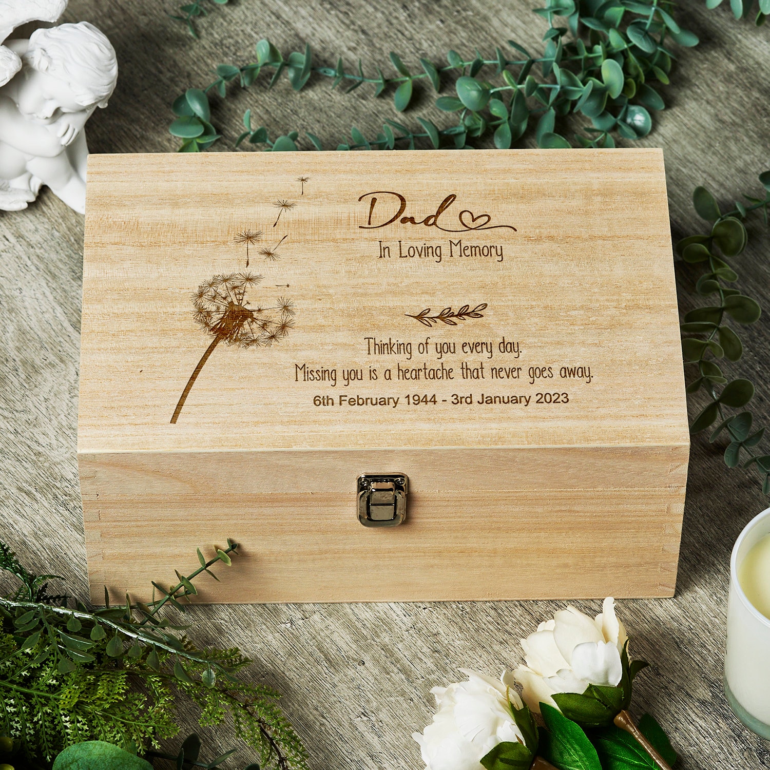 8x10 Large Wood Memory Box Engraved Walnut Box for 