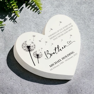 Personalised Memorial Brother Graveside Heart Remembrance Plaque Ornament Indoor or Outdoor