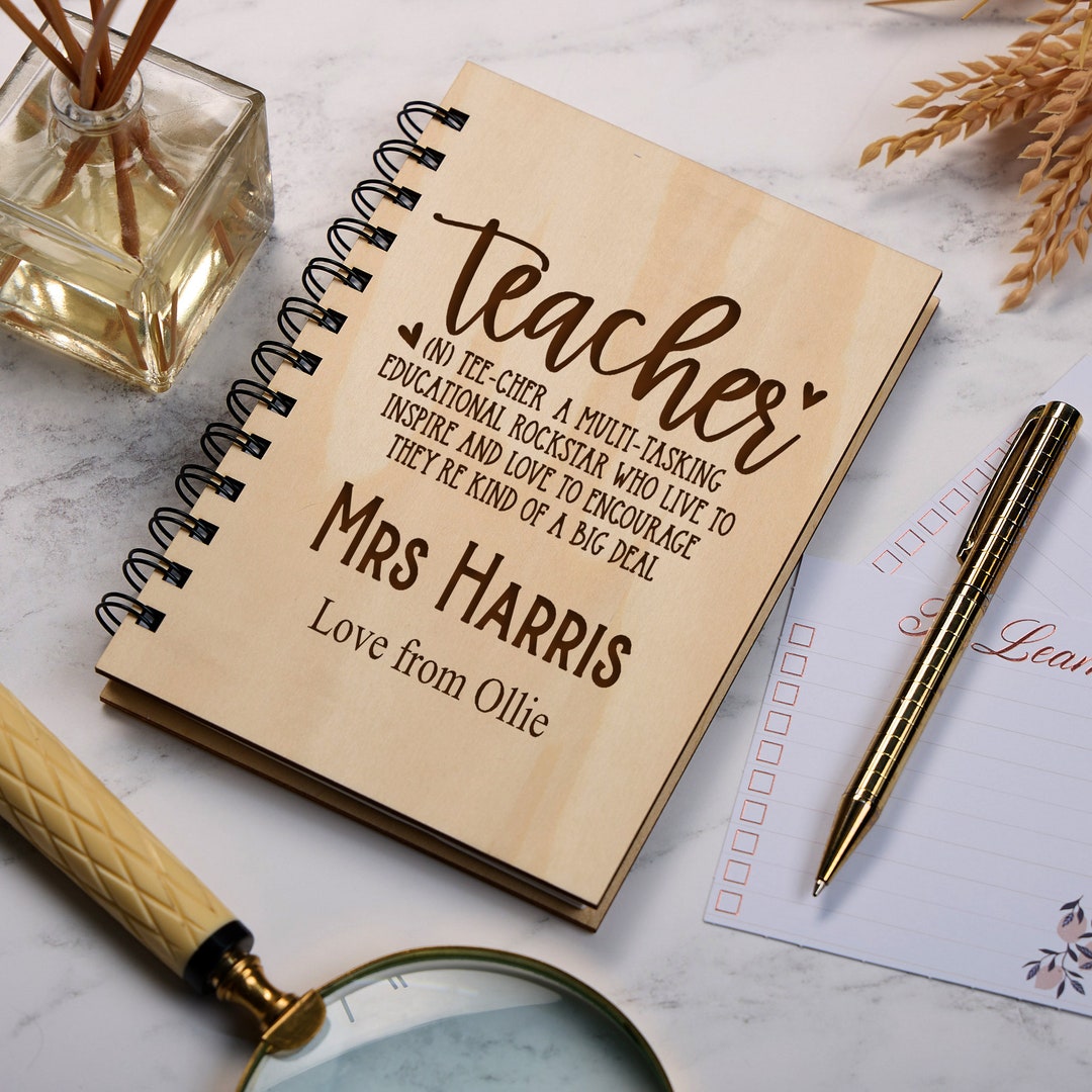 Personalised Wooden Teacher Gift Notebook With Meaning - Etsy