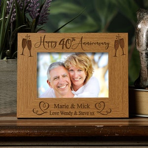 Personalised 40th Wedding Anniversary Wooden Photo Frame Gift