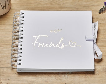 Friends Black Scrapbook Photo album With Gold Script Leaf Design