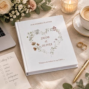 Personalised Wedding Planner Organiser Book Engagement Gift With Watercolour Heart