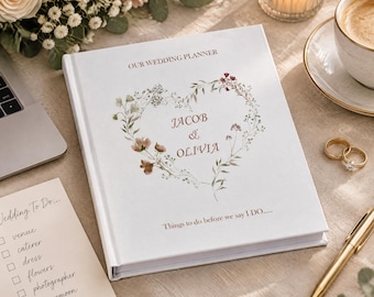Personalised Wedding Planner Organiser Book Engagement Gift With Watercolour Heart