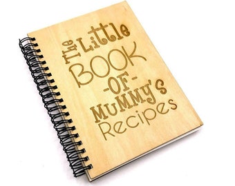 Personalised Recipe Book With Wooden Cover Engraved